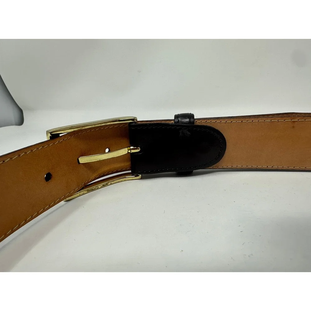 Martin Dingman Mens 38 Leather Belt Coachman Brown Gold Buckle 10052 USA‎